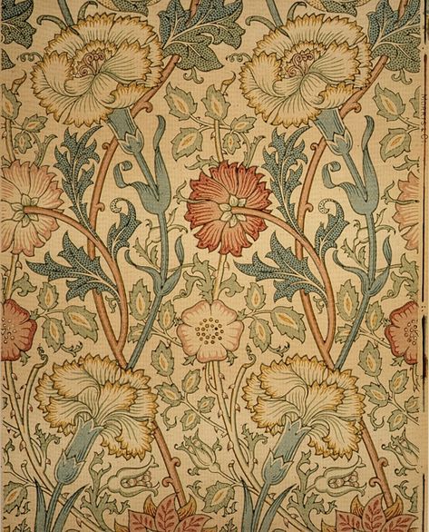 Pink and Rose Designer:William Morris (British, Walthamstow, London 1834–1896 Hammersmith, London) Manufacturer:Morris & Company Printer:Jeffrey & Co. (London) Date:designed ca. 1890 Medium:Block-printed wallpaper Dimensions:Sheet: 27 x 21 1/2 in. (68.6 x 54.6 cm) Classifications:Prints, Wallpaper, Ornament & Architecture William Morris Wallpaper, William Morris Patterns, Morris Wallpapers, Image Transfers, Free Illustration Images, William Morris Art, William Morris Designs, Note Books, Gold Poster