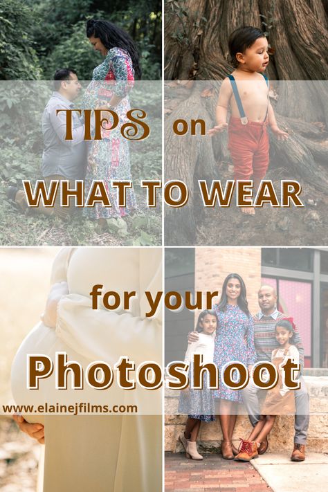 Helpful tips on what to wear for your photoshoot | Family photoshoot outfit ideas | Clothing ideas for photo sessions | Solids vs. busy patterns | Neutral and earth tones | Avoid logos | Read more at https://elainejfilms.com/what-to-wear-for-your-photoshoot/ What To Wear In Photoshoot, Neutral Background Photoshoot, How To Dress For Photoshoot, Earth Tone Color Palette Clothes, What To Wear To A Photoshoot, Earth Tone Color Palette Outfit, Dress Shoot Ideas, Best Outfits For Photoshoot, Photo Shoot Clothing Ideas