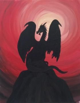 Dragon Painting Ideas On Canvas, Simple Dragon Painting, Easy Dragon Painting, Fantasy Painting Easy, Dragon Painting Easy, Dragon Painting Acrylic Easy, Drawing Ideas Dragon, Dragon Acrylic Painting, Dragon Paintings