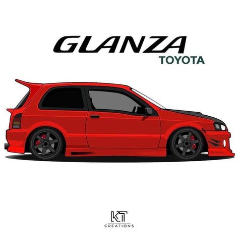 Glanza Toyota, Toyota Starlet Glanza, Starlet Glanza, Toyota Turbo, Toyota Starlet, Jdm Wallpaper, Best Jdm Cars, Car Vector, Pretty Cars