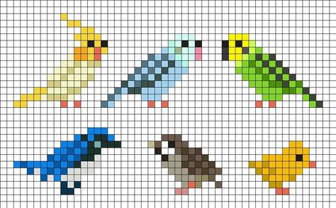 Mini Dog Cross Stitch, Tiny Bead Patterns, Pixel Art Cross Stitch Patterns, Goose Perler Bead Pattern, Cross Stitch Easy Pattern, Bird Perler Bead Patterns, Perler Bead Bird, Miniature Cross Stitch Patterns, Tiny Perler Bead Patterns