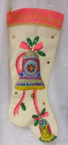 Vintage Finished Bucilla 25" Felt Sequin Christmas Santa's Stocking ... Antique Holiday Decor, Christmas Stitchery, Christmas Kitsch, Felt Santa, Handmade Felt Ornament, Stocking Ideas, Bohemian Christmas, Vintage Christmas Stockings, Christmas Stockings Diy