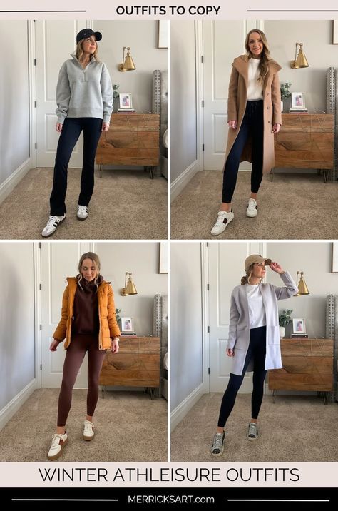 4 Winter Workout and Athleisure Outfits - Merrick's Art Winter Athleisure Outfits, Athleisure Outfits Winter, Aritzia Coat, Workout Outfits Winter, Athleisure Winter, Capsule Wardrobe Casual, Outfits To Try, Winter Activewear, Color Combos Outfit