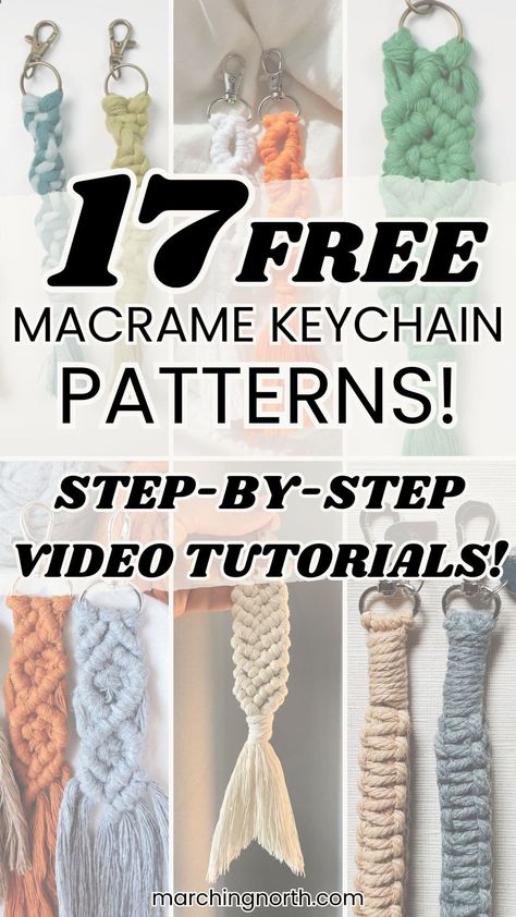 17 Free Macrame Keychain Patterns (For Beginners) Macrame Keychain Free Pattern, Free Macrame Keychain Pattern, 1mm Macrame Projects, Macrame Key Chain Tutorials, Macrame Bookmark Pattern, Macrame Gift Ideas Diy, Macrame Key Chains Free Pattern, Macrame Keychain Pattern Free, Macrame Ideas To Sell