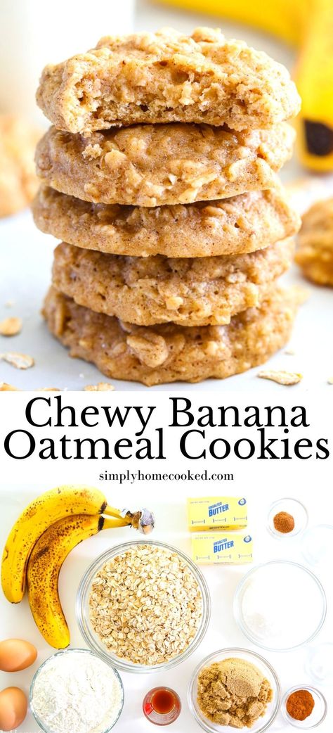 These Chewy Banana Oatmeal Cookies are the perfect sweet treatBananasbrown sugarand oatsyou’re going to love this softyummy dessert. Ripe Banana Recipe, Banana Dessert Recipes, Banana Oatmeal Cookies, Banana Cookies, Lost 100 Pounds, Banana Dessert, Banana Oatmeal, Banana Recipes, Healthy Sweets