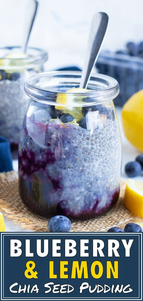 Blueberry Lemon Chia Pudding, Lemon Blueberry Cheesecake Chia Pudding, Chia Seed Recipes Dairy Free, Chia Seed Pudding Lemon, Chia Pudding Blueberry, Vegan Chia Pudding Breakfast, Chia Drink Recipes Diet, Big Batch Chia Seed Pudding, Lemon Chia Pudding