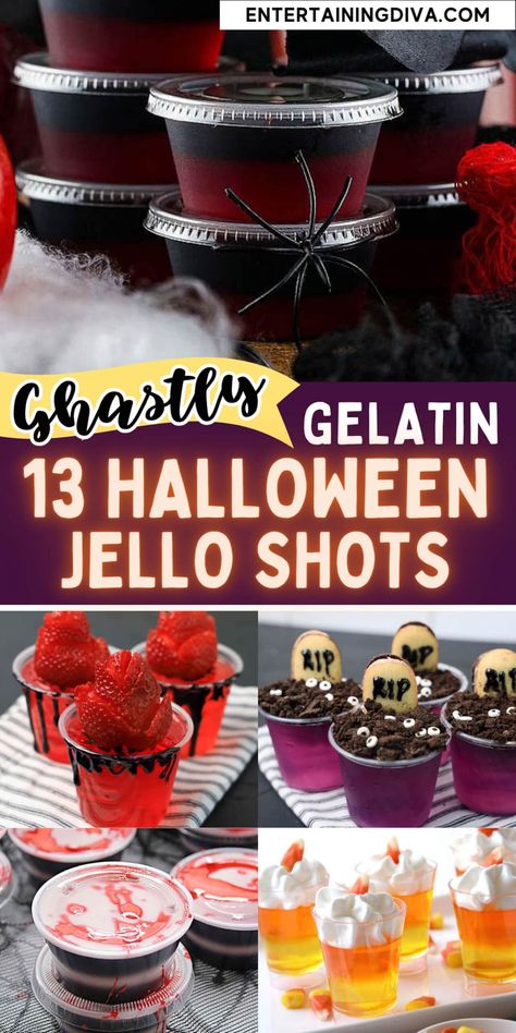 15 Of The Best Halloween Jello Shots | Halloween Jello Shots Everclear Jello Shots, Hello Shot Recipes Alcohol, Fish Bowl Jello Shots, Halloween Booze Ideas, Halloween Food And Drinks For Party, Fun Easy Halloween Cocktails, Gourmet Jello Shots, Fun Halloween Jello Shots, Scary Jello Shots