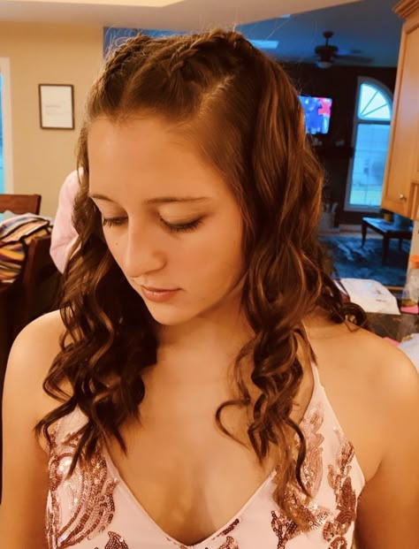 Homecoming Hairstyles Braids Half Up, French Braids Into Half Up Half Down, Two Half French Braid Half Down, Half French Braids Half Down, Prom Hairstyles With Braids Half Up, Dutch Braid Curly Hair Half Up, Dutch Braid Pigtails Half Up, Two Top Braids Half Up, Two Braids And Curls