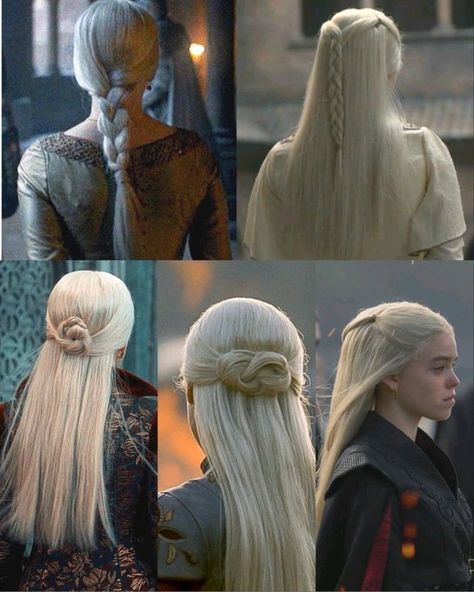 Got Hotd Hairstyles, Game Of Thrones Hairstyle, House Of The Dragon Hairstyles, Model Off Duty Hairstyle, Game Of Thrones Hairstyles, Got Hair, Targaryen Hair, Milly Alcock, Rhaenyra Targaryen