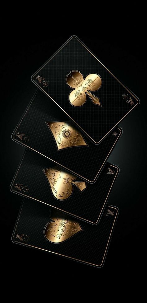 Black Poker Cards Wallpaper, Cards Wallpaper, Gold Playing Cards, Black And Gold Aesthetic, Ace Card, Black Wallpaper Iphone Dark, Original Iphone Wallpaper, Dark Phone Wallpapers, Apple Wallpaper Iphone