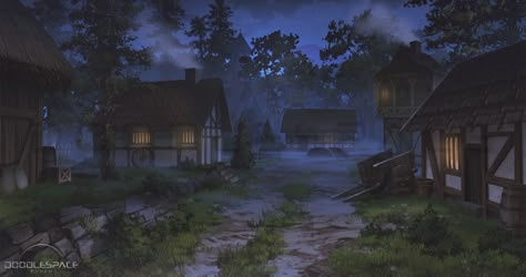 ArtStation - Zenoh Game, Small Village (day/night), DOODLE SPACE Gacha Village Background, Village Scene, Anime Village, Gacha Background Old Village, Night Village, Small Village, Village Background, Village Concept Art, Manga Village Background