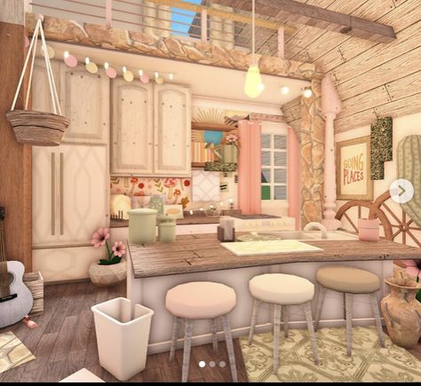 Cottagecore Bloxburg House, Bedroom Ideas Cottagecore, Cottagecore House Interior, Blush House, Bloxburg Decor, Cottagecore Interior, Bloxburg Homes, Bloxburg Interior, Farmhouse Layout