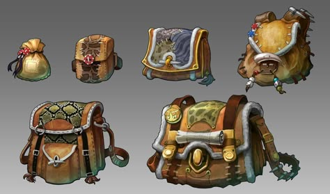 ArtStation - Fantasy clutter 27: Bag collection, Magical Kaleidoscope Bag Of Holding Dnd Art, Bag Of Holding Art, Bag Of Holding Dnd, Rpg Items, Bag Of Holding, Adventure Bags, Props Concept, Heroic Fantasy, Fantasy Props