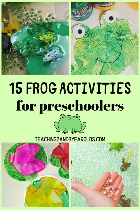 Looking for fun preschool frog activities? This collection includes 15 hands-on ideas that include art, sensory and science! #frogs #science #art #sensory #finemotor #preschool #toddlers #age2 #age3 #age4 #printables #teaching2and3yearolds Frog Activities For Preschool, Frog Theme Preschool, Frog Crafts Preschool, Frogs Preschool, Frog Activities, Frog Theme, Frog Life, Frog Crafts, Activities For Preschool