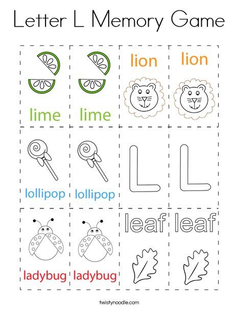 Letter L Memory Game Coloring Page - Twisty Noodle Letter L Activities For Toddlers, Letter L Games For Preschool, Letter L Preschool, Letter L Preschool Activities, The Letter L Preschool Activities, Letter L Activities For Preschool, Letter L Crafts For Preschoolers, Letter L Activities, Letter L Worksheets For Preschoolers