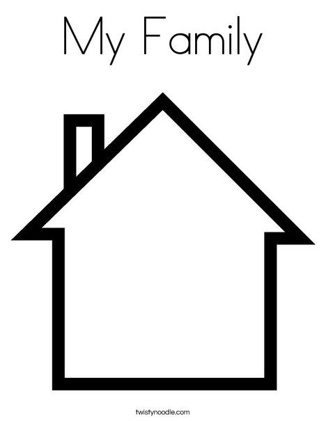 My Family Coloring Page - Tracing and coloring page - Twisty Noodle. I am going to try this with my kindergartners. All About Me House Craft, The World Around Me Preschool Activities, Where We Live Activities, Who Lives In My House Preschool, My Home And Family Preschool Theme, House Craft Preschool, Family Crafts Preschool, Preschool Family Theme, Family Preschool