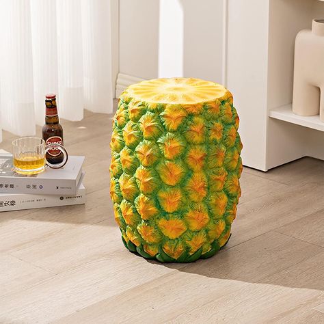 VINGVO Simulated Food Stool, Resin Food Shoe Changing Stool Space Saving Comfortable Lightweight for Home (Pineapple Pattern) Low Ottoman, Corn Ice Cream, Ice Cream Donut, Cream Donut, Pink Cookies, Accent Stools, Ice Cream At Home, Creative Shoes, Sweet Cones