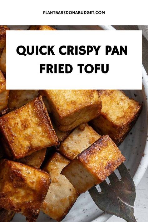 Easy pan fried tofu is super crispy outside, chewy inside, flavorful, & a versatile protein in under 25 minutes- no pressing required! Fried Tofu Recipes Easy, Pan Fried Tofu Recipes, Tofu Recipes Easy, Pan Fried Tofu, Tofu Recipes Vegan, Plant Based Recipes Dinner, Vegan Challenge, Plant Based Dinner, Crispy Tofu