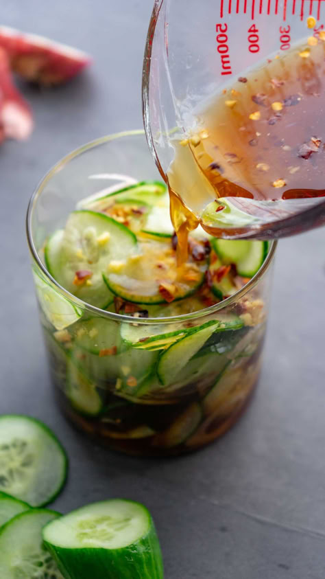 Transform your cucumbers into a tangy, spicy delight with this easy Asian Pickled Cucumber recipe. Perfect as a side dish, snack, or flavorful topping, these pickles add a refreshing crunch to any meal! Pickle Cucumbers Recipe, Cucumber Pickled, Homemade Pickled Cucumbers, Homemade Cucumber Pickles, Cucumber Jam Recipes, Cucumber Pickles Easy, Pickling Recipes Cucumber, Pickles Cucumbers, Diy Pickled Cucumbers