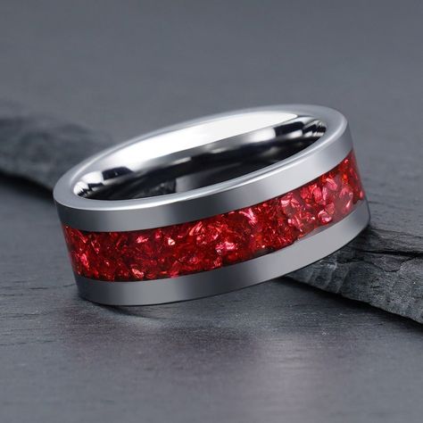 Male Rings, Ruby Ring Silver, Rings Ruby, Red Ruby Ring, Mens Wedding Ring, Ring Mens, Men's Wedding Ring, Tungsten Ring, Womens Wedding Bands