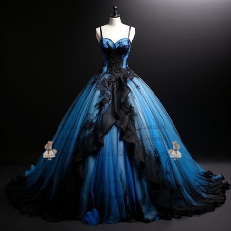 Strapless Ball Gown, Blue Gown, Black Gown, Black Wedding Dresses, Dresses Vintage, Dress Formal, Black Wedding, Lace Edging, Formal Evening Dresses