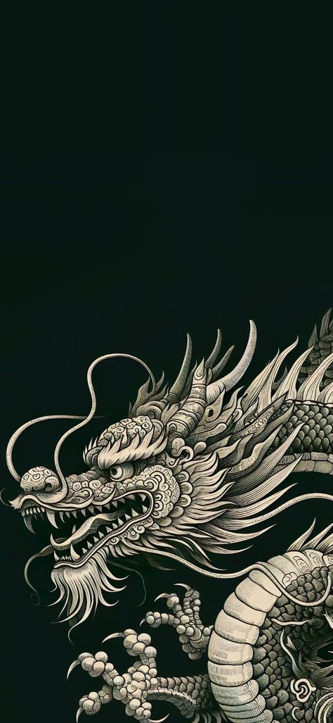 Dragon Lockscreen Aesthetic, Year Of The Dragon Wallpaper, Japanese Dragon Wallpaper, Dragon Background, Dragons Tattoo, Dynamic Wallpaper, Dragon Wallpaper Iphone, Japanese Pop Art, Dragon Artwork Fantasy