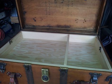 Restoring a Vintage Steamer Trunk : 8 Steps (with Pictures) - Instructables Old Trunk Redo, Steamer Trunk Makeover, Trunk Redo, Antique Trunk Restoration, Steamer Trunk Coffee Table, Trunk Restoration, Steam Trunk, Trunk Makeover, Vintage Steamer Trunk