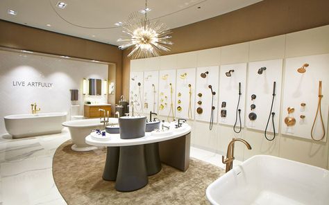 Kohler Experience Center Opens in NYC Kohler Showroom, Plumbing Showroom, Sanitary Showroom, Tiles Showroom, Kitchen And Bath Showroom, Bath Showroom, Kohler Bathroom, Nyc Interior Design, Showroom Ideas