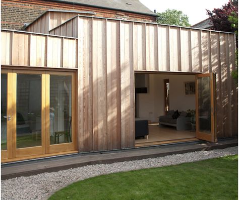 cladding 2 Wooden Extension, Brick Extension, Kitchen Extensions, Brick Construction, Home Extension, Timber Walls, British Home, Red Brick House, House Extension Design