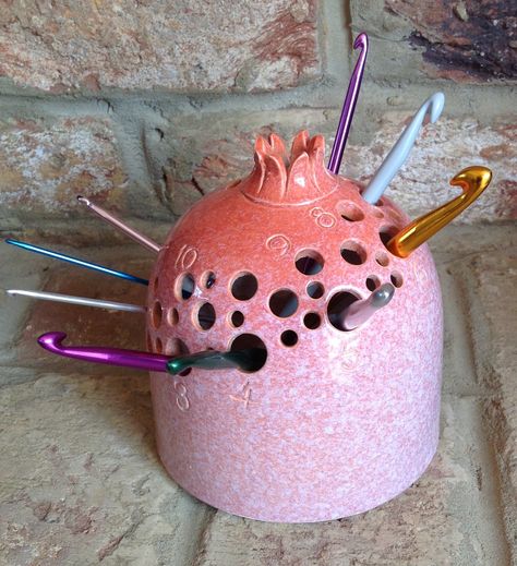 Earth Wool & Fire Crochet Hook Holder. Ooh I love this one! Ceramic Wool Holder, Wool Holder Yarn Bowl, Ceramic Wool Bowl, Fire Crochet, Wool Holder, Yarn Bowls Pottery, Crochet Hook Holder, Ceramic Yarn Bowl, Yarn Bowls