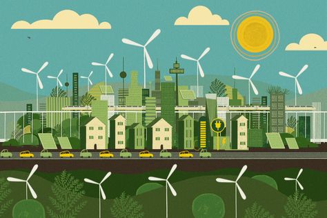 How to Reduce Your Carbon Footprint - A year of living better Guides - The New York Times Carbon Footprint Illustration, Hexagonal Architecture, Green Energy Design, Green Footprints, Green Industry, Hand Painted Pillows, Gif Photo, Environmental Conservation, Cute Cartoon Images