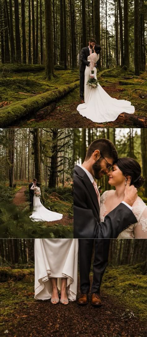 Outdoor Wedding Couple Photos, Wedding Photoshoot Forest, Pine Forest Wedding, Elopement Forest, Woodsy Elopement, Forest Wedding Photos, Realistic Wedding, Anniversary Pics, Dream Forest