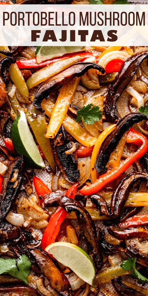 Hearty Vegetable Meals, Pepper Onion Mushroom Recipe, Mushroom Mexican Recipes, Easy Portobello Mushroom Recipes, Vegetable Fajitas Recipe, Portobello Vegan Recipes, Meatless Grilling Ideas, Meatless Sunday Dinner Ideas, Mexican Mushroom Recipes