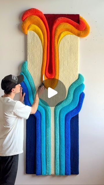 D A V I D • N O T T on Instagram: "• D R I P • 72 hrs & 38,000 ft of yarn to complete 💧 • • • • • • #satisfying #visualasmr #artistsoninstagram #fineart #interiordesign" Abstract Yarn Art On Canvas, Painting With Yarn On Canvas, Yarn Canvas Art, Yarn Art On Canvas, Yarn Painting Art, Yarn Painting, Summer Craft, Summer Crafts, Yarn Art