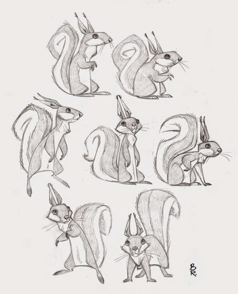 Feature Design by Barry Reynolds Squirrel Drawing Reference, Squirrel Character Design, Squirrel Sketch, Squirrel Character, Love Character Design, Squirrel Drawing, Love Character, Squirrel Illustration, Squirrel Art