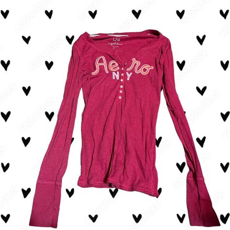 Cute long sleeve pink Aeropostale shirt with ... - Depop Mcbling Clothes, Aeropostale Shirt, 2023 Wishlist, 2000s Mcbling, Shirt With Buttons, Pushup Bra, Aeropostale Shirts, Cozy Outfit, Virtual Closet