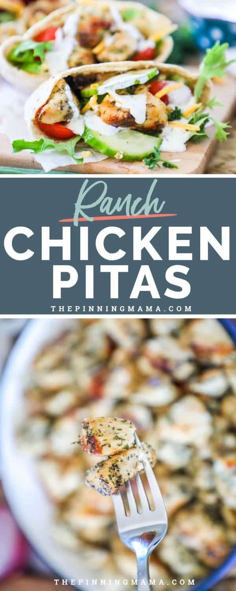 Pita Bread Chicken Recipes, Chicken Bacon Ranch Pita, Pita Sandwich Recipes, Chicken Pita Pockets, Chicken Pita Recipes, Easy Delicious Chicken Recipes, Chicken Pitas, Pita Pocket Recipes, The Pinning Mama