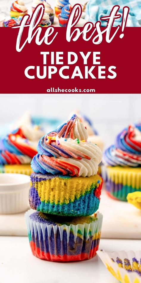 Tie Dye Cupcakes Frosting, Tye Dye Cupcakes, Tie Dye Frosting, Homemade Buttercream Icing, Tie Dye Cupcakes, Homemade Tie Dye, Easy Buttercream Frosting, Homemade Buttercream, Homemade Buttercream Frosting