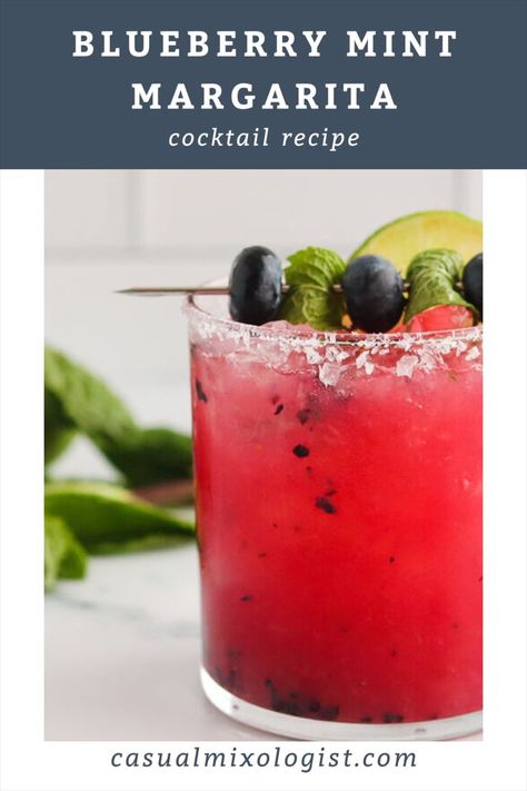 Blueberry Mint Margarita Summer Margaritas, Blueberry Margarita, Mint Margarita, Mint Drink, Mint Cocktails, Blueberry Mint, Sitting Outside, Margarita Cocktail, Margarita Recipes