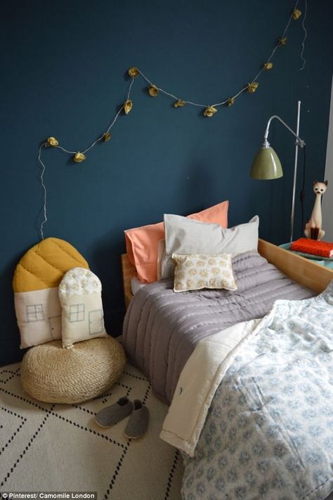 FEMAIL reveals the winners of Pinterest’s Interior Awards Colored Walls Bedroom, Two Colored Walls, Camomile London, Boys Bedroom Colors, Ceiling Colour, Ikea Deco, Bedroom Decor Pictures, Blue Boys Bedroom, Gender Neutral Kids Room