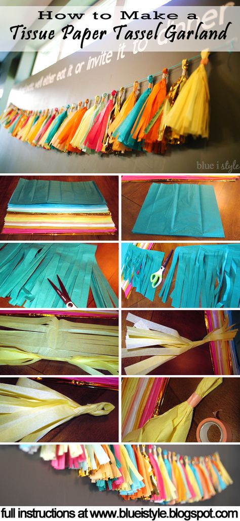 Paper Tassel Garland, Birthday Board Classroom, Tissue Tassel Garland, Diy Tassel Garland, Tissue Paper Tassel Garland, Diy Birthday Banner, Tissue Paper Tassel, Diy Banner, Diy Classroom