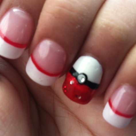 (Pokemon nails by Flash Nails. Houston, TX) I don't do my nails, but if I did, I would so do this! Pokemon Nail Art, Pokemon Nails, Flash Nails, Fingernail Art, Anime Nails, Pokemon Party, Pokemon Birthday, Nail Idea, Nail Envy