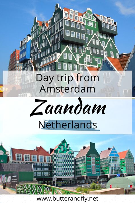 Are you going to Amsterdam and would like to have a day trip to some other town nearby? Why not visit Zaandam? The city is known for two reasons: its beautiful neighbourhood Zaanse Schans and for having one of the strangest and different buildings in the Netherlands. Check it out here for tips on how to get and what to do in Zaandam! #holland #netherlands #europe #zaandam #zaanseschans What To Do In The Netherlands, Zandaam Netherlands, Zaanse Schans Netherlands, Zaandam Netherlands, Netherlands Travel Destinations, Netherlands Tourism, Amsterdam Vacation, Day Trips From Amsterdam, Zaanse Schans