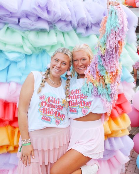 Taylor Swift Bid Day Theme, Lover Bid Day Theme, Pastel Bid Day Theme, Colorful Bid Day, Hippie Bid Day, Sorority Socials, Sorority Themes, Tri Delt, Sorority Bid Day