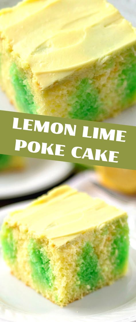 Lime Poke Cake, Lemon Lime Cake, Easy To Make Cake, Easy Pineapple Cake, Poke Cake Jello, Refrigerator Cake, Poke Cake Lemon, Pecan Coffee Cake, Dump Cakes