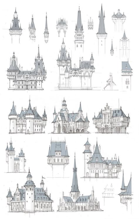 Castle Drawings Medieval, How To Draw A Castle, Greek And Roman Architecture, Castle Drawing, City Landscapes, Medieval Buildings, الفن الرقمي, Map Making, Fantasy Architecture