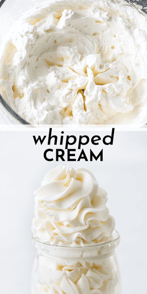 This whipped cream recipe makes perfect homemade whipped cream that is perfectly sweet, holds its shape, and tastes better than store-bought! With 3 ingredients and 3 simple steps, you'll be a DIY whipped cream pro when you follow my easy whipped cream recipe. Easy Whipped Cream Recipe, Easy Whipped Cream, Diy Whipped Cream, Homemade Cool Whip, Perfect Whipped Cream, Cream Filling Recipe, Mini Lemon Cheesecakes, Keto Whipped Cream, Homemade Whipped Cream Recipe