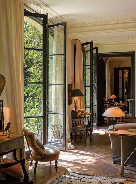 French Country Living Room, Country Living Room, Floor To Ceiling Windows, Decor Minimalist, A Living Room, Dream Home Design, 인테리어 디자인, House Inspiration, My Dream Home