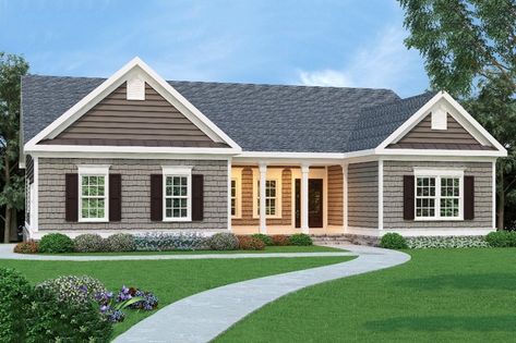 This traditional design floor plan is 1960 sq ft and has 3 bedrooms and has 2 bathrooms. Basement Foundation, One Story House Plans, One Story House, Ranch Style House, House Plans One Story, Ranch Style House Plans, Craftsman Style House, Craftsman Style House Plans, Craftsman House Plan