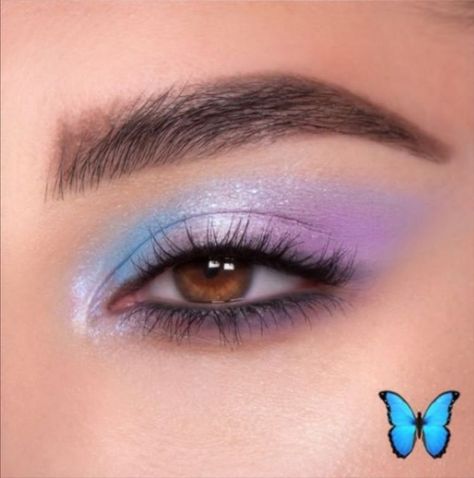 Pink And Lilac Eyeshadow, Colorful Soft Makeup, Mersister Makeup, Pink And Blue Eyeshadow Looks, Blue And Purple Makeup Looks, Pink And Blue Makeup Looks, Pastel Blue Makeup, Purple And Blue Makeup, Blue And Purple Makeup